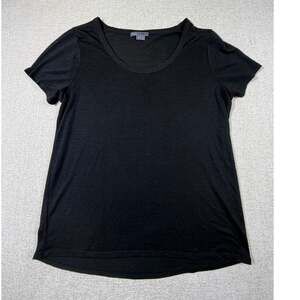 Vince Womens Medium Black Sheer Lightweight Short Sleeve Tee Designer Casual Top